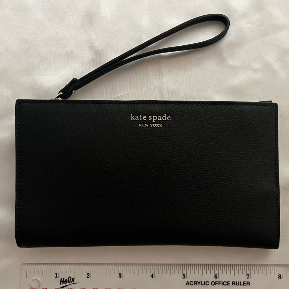 Kate Spade phone wallet wristlet black leather